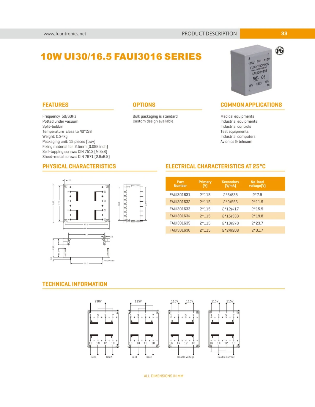 Industrial, Communications and Other Multi-Purpose, OEM ODM Reasonably Priced Potting Transformer/Encapsulated Transformer